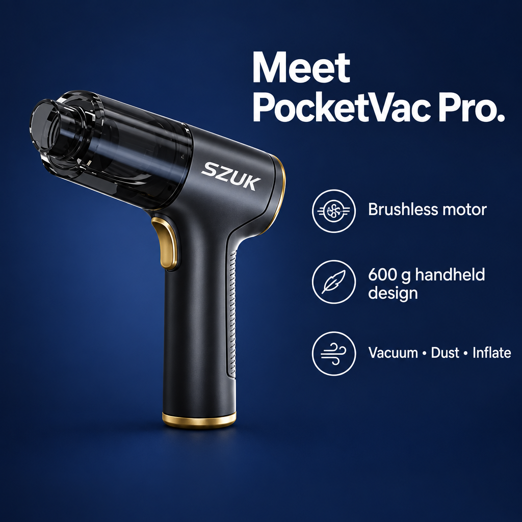 SZUK™ PocketVac 3-in-1 Cordless Car Vacuum & Air Duster